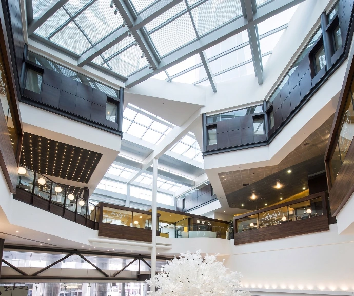 Lightweight NexaGlaze glazing in a commercial atrium